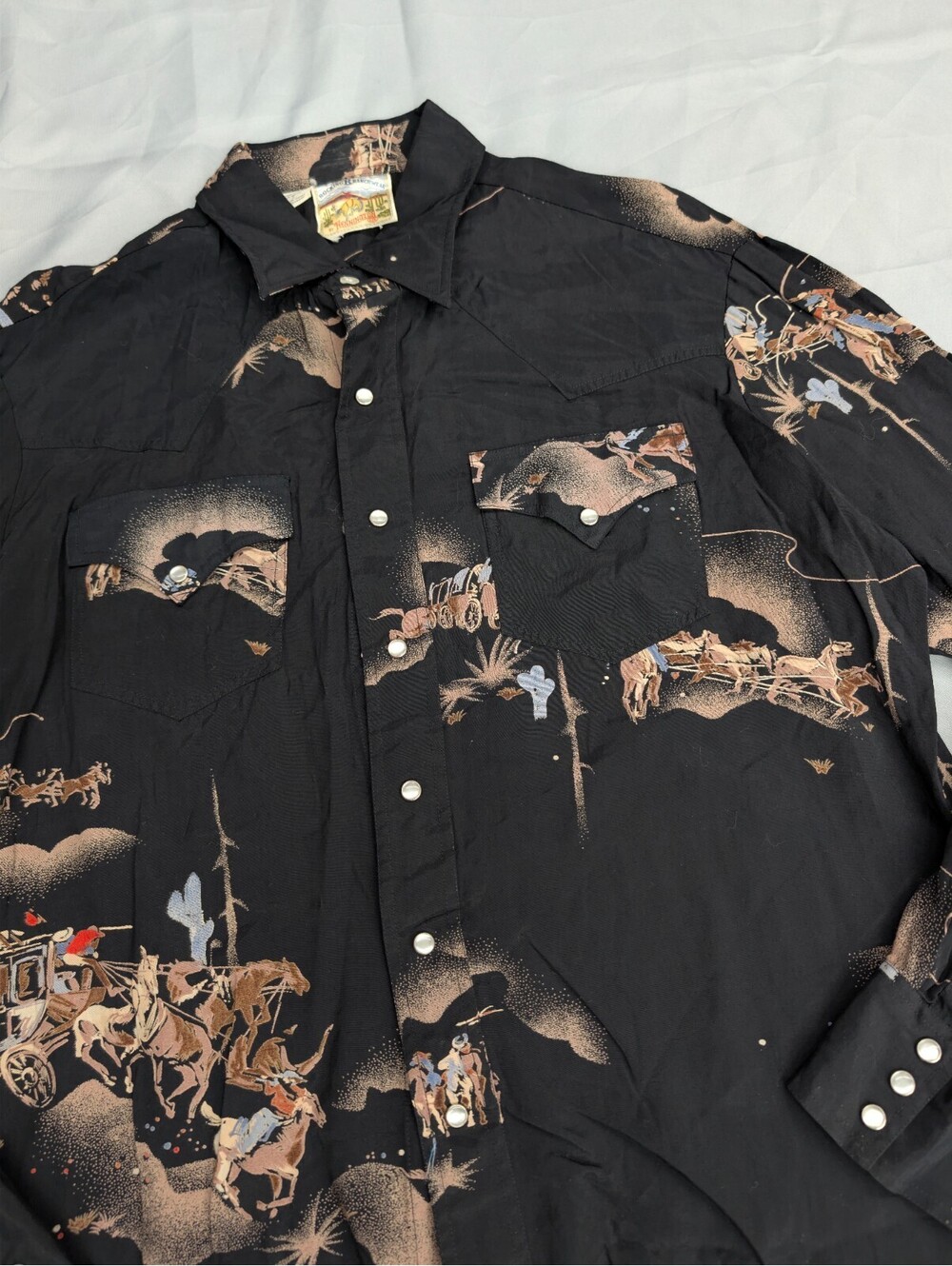 Kennington Western Shirt Large Black Pearl Snap Stagecoach